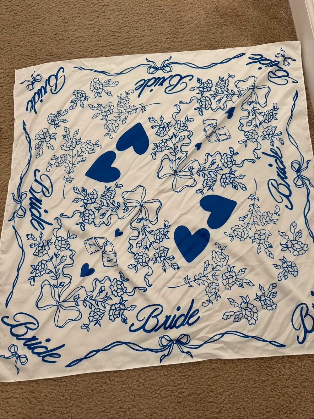 Bride Blue & White Bridal Bandana Scarf